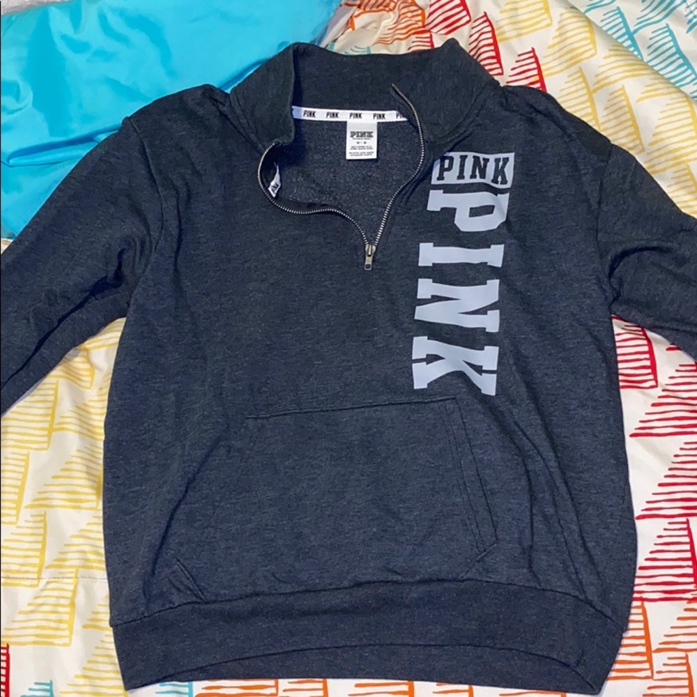 Pink quarter zip pill over
